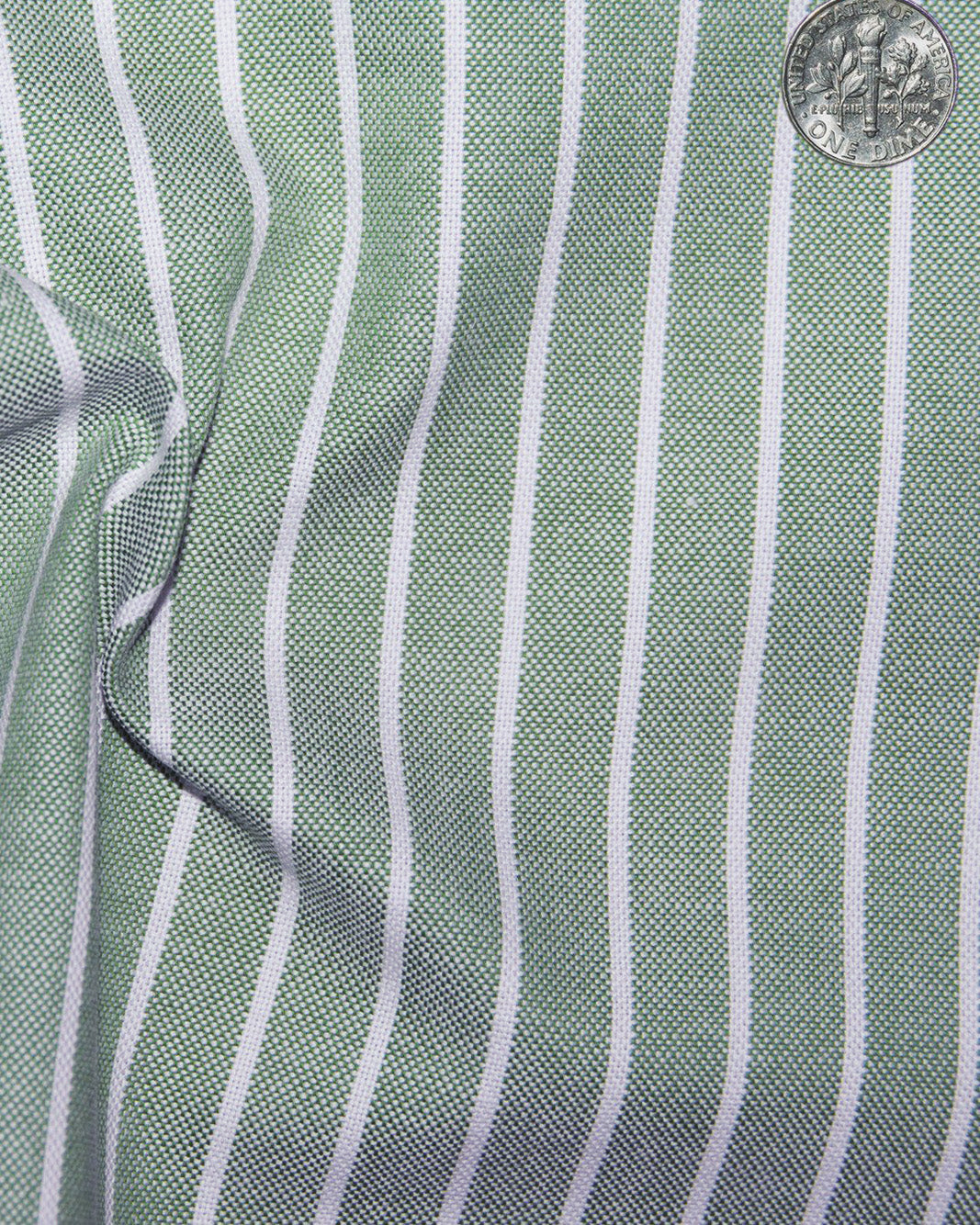 White Stripes On Fern Green Oxford Shirt