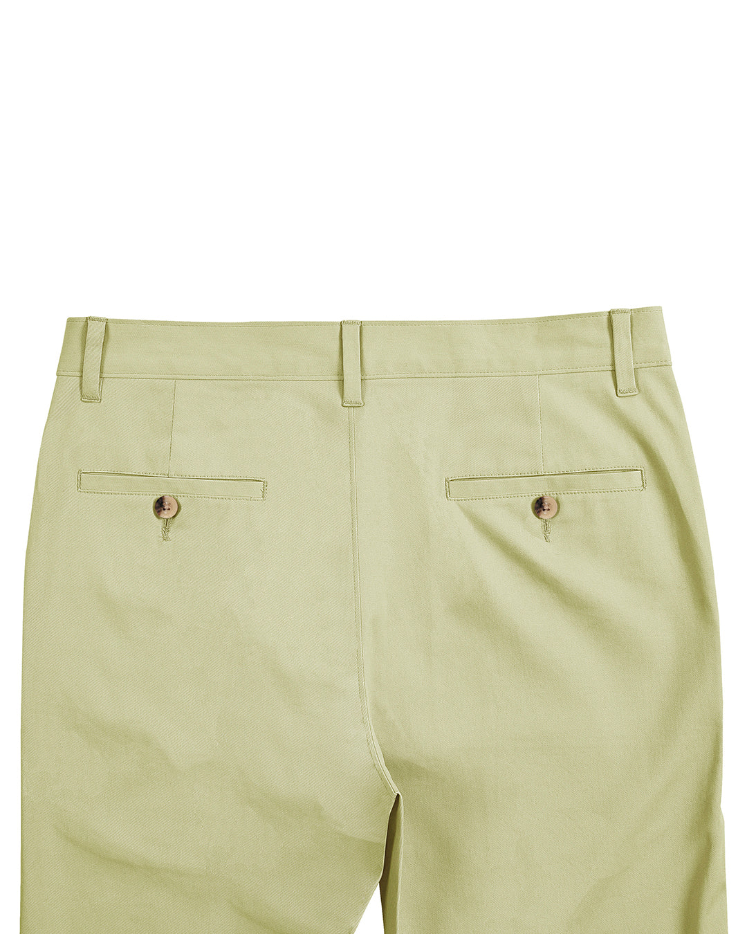 Back view of custom Genoa Chino pants for men by Luxire in pale lime