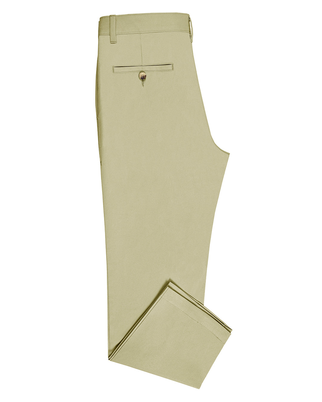 Side view of custom Genoa Chino pants for men by Luxire in pale lime