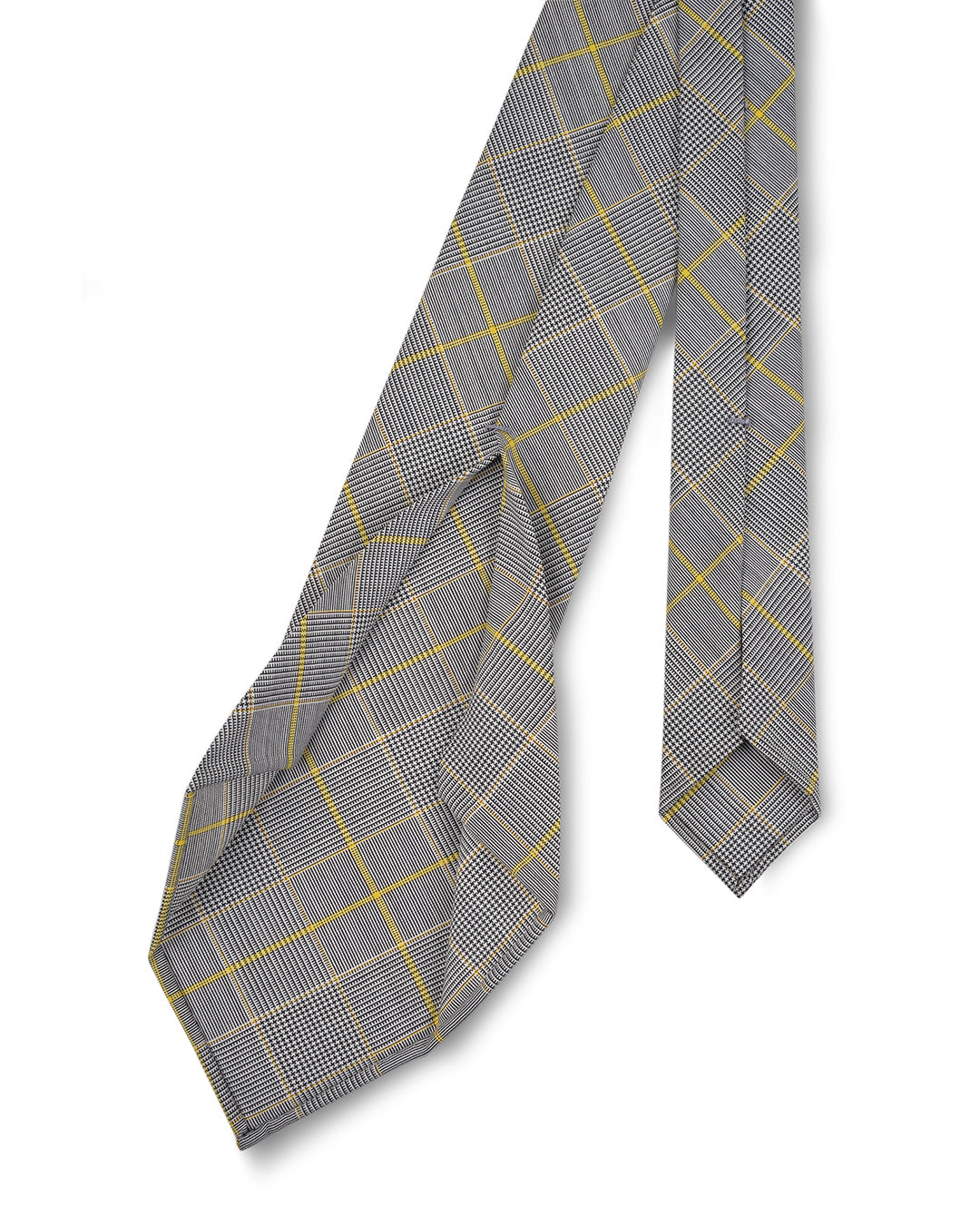 Grey Yellow Pow Checks Tie