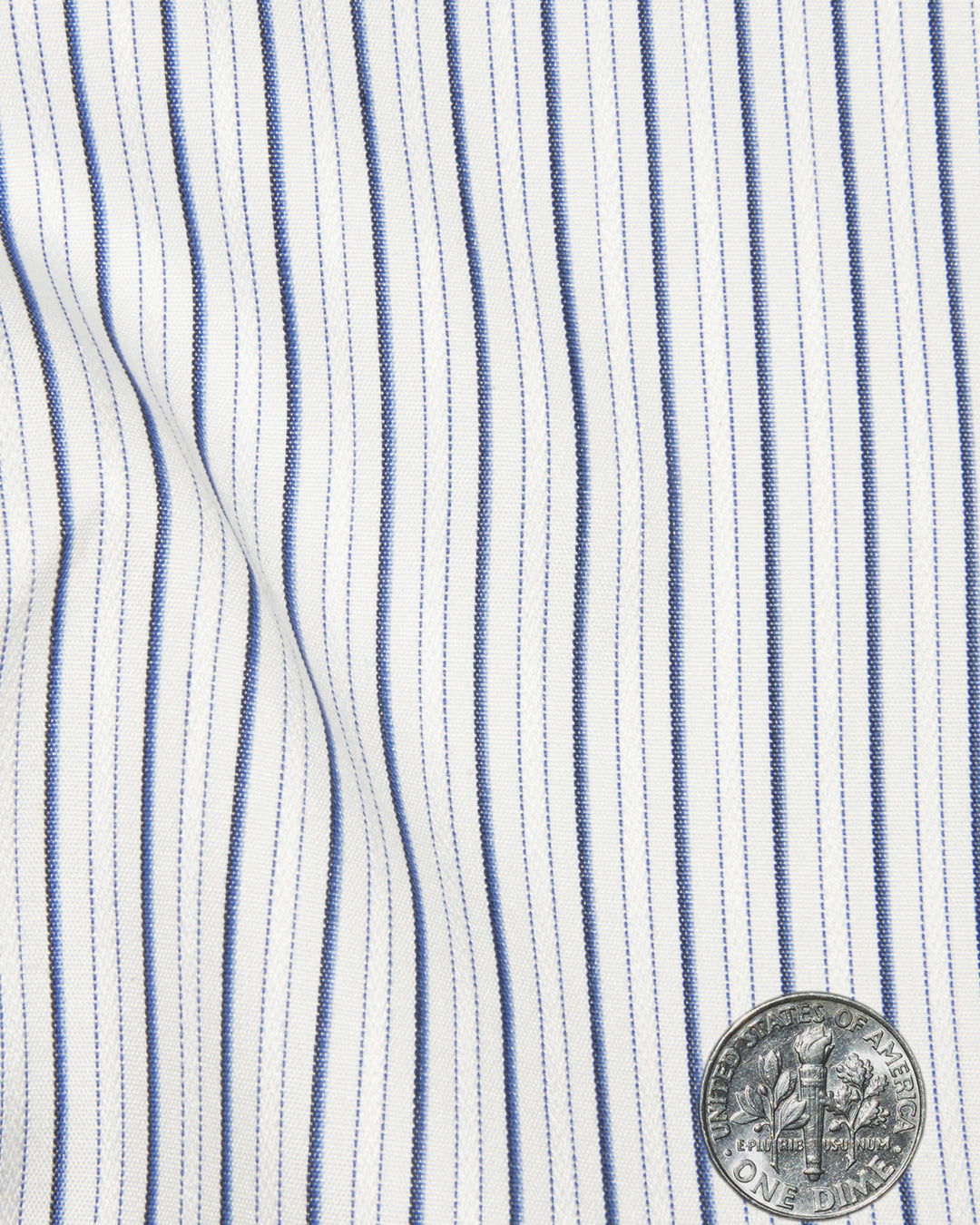 A Touch of Silk: Blue Shadow Stripes on White: Natural Wrinkle Free