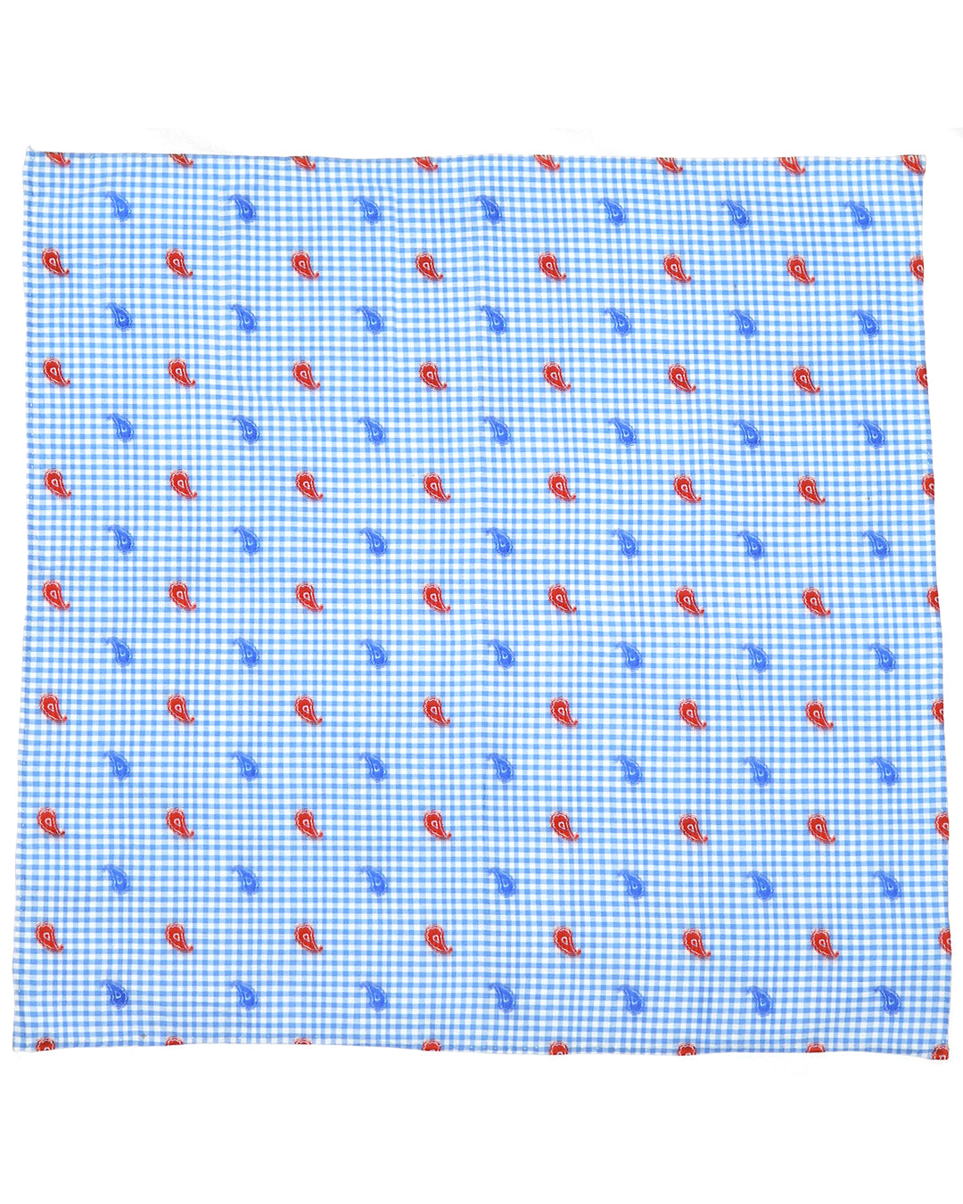 Red Blue Paisley Embroidered Pocket Square